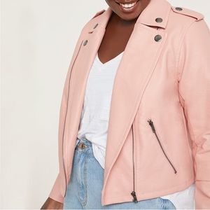 “Eloquii” Pink Faux Leather Moto Jacket